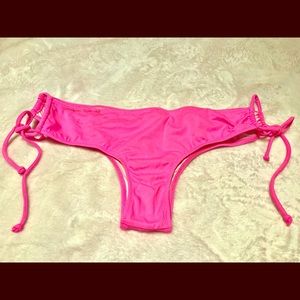 PINK VS HOT PINK RUCHED BIKINI BOTTOM